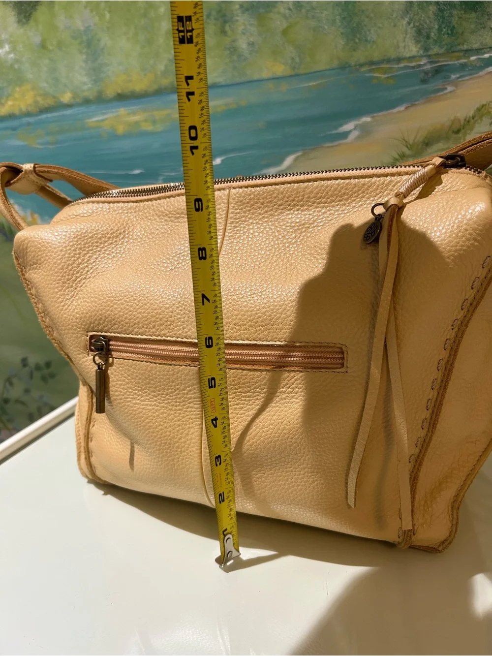 The Sak Los Feliz Pebble Grain Leather Hobo Bag in Buttercream (Soft Yellow) - Picture 10 of 16